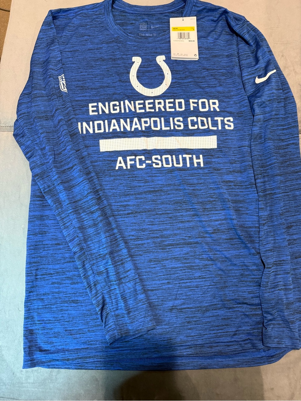 Nike Men’s Long-Sleeve Indianapolis Colts Performance Shirt - Blue & White